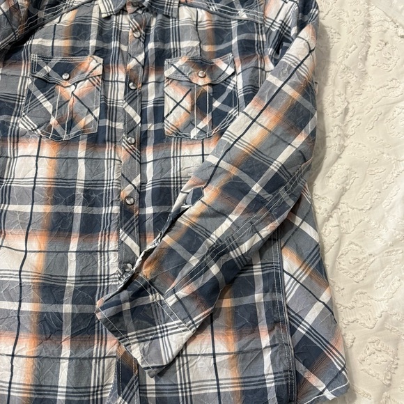 BKE Buckle Plaid Western Pearl Snap Standard Fit Button Down Men’s Shirt Size M - Picture 6 of 9